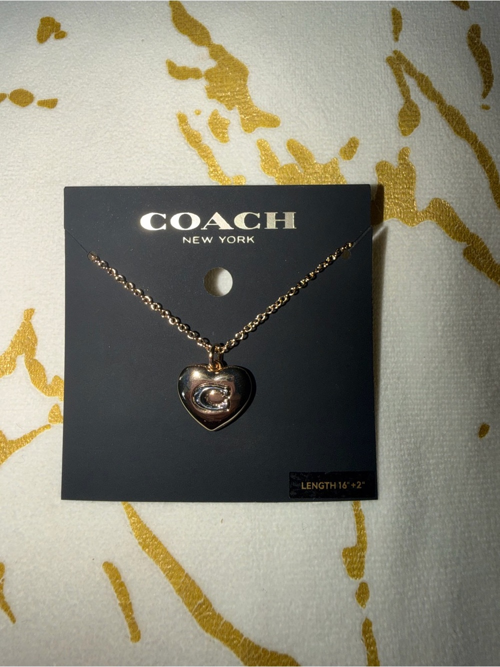 COACH Heart Pendant Necklace with Signature C